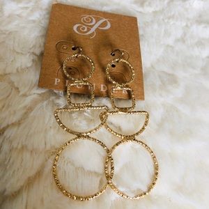 Gold Tone Geometry Earrings